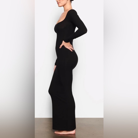 NWT Skims Soft Lounge Long Sleeve Long Dress Onyx Black Size XL - Picture 6 of 8